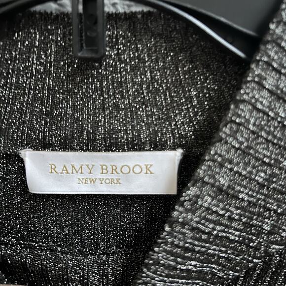 Ramy Brook Womens Donella Mock Neck Metallic Sweater Top Sz XS ? Ribbed Stretchy - Picture 6 of 8